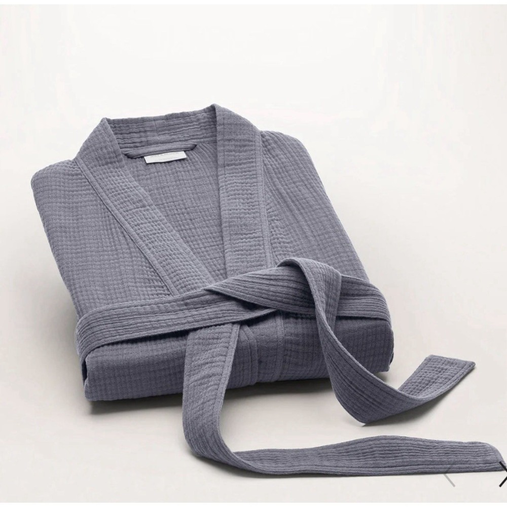 Boll & Branch Dream Robe - 100% Organic Cotton - Mineral, Size Large